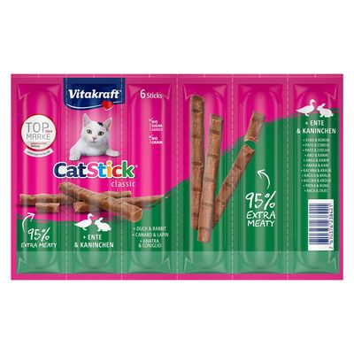Vitakraft CatStick classic, 6 db, pulyka és bárány, cukormentes receptúra, gabonamentes, 95% extra húsos.