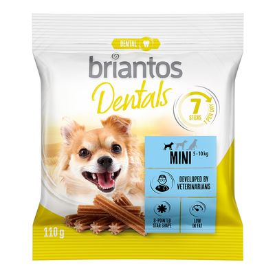 Briantos Dentals, napi 7 rúd, 5-10 kg-os kutyáknak, állatorvosok által fejlesztve, csillag alakú, zsírszegény, 110 g.