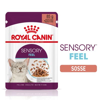 Royal Canin Sensory Feel, 85g, falatok szószban. Feline Health Nutrition. Inger az egyedi szájérzetért.