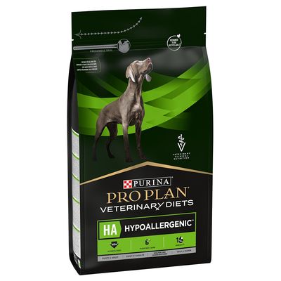 Purina Pro Plan Veterinary Diets HA Hypoallergenic, hypoallergenes Hundefutter mit hydrolysiertem Protein, gereinigten Kohlenhydraten und Omega-3. Für Welpen und erwachsene Hunde.