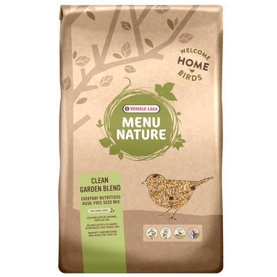 Versele-Laga Menu Nature Clean Garden Blend. Tápláló, héj nélküli magkeverék mindennapi etetéshez, 100% ehető magok. Welcome Home Birds, optimális frissesség.