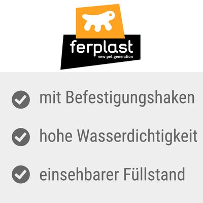 ferplast new pet generation. Značajke: s kukama za pričvršćivanje, visoka vodonepropusnost, vidljiva razina punjenja.