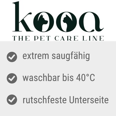 kooa. Extrem saugfähig, waschbar bis 40°C, rutschfeste Unterseite.