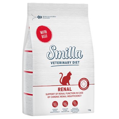 Smilla Veterinary Diet Renal s govedinom, podrška funkciji bubrega kod kronične bubrežne insuficijencije. Ponovno zatvorivo pakiranje, razvijeno s veterinarima, 1 kg.