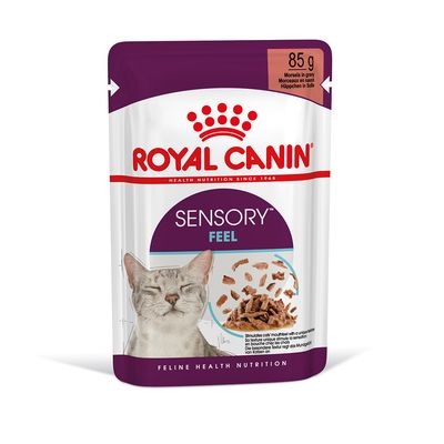 Royal Canin Sensory Feel, 85g, falatok szószban. Feline Health Nutrition. Inger az egyedi szájérzetért.