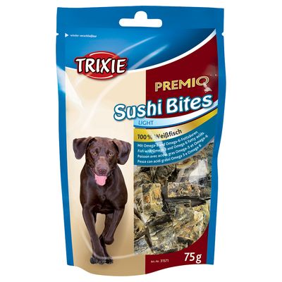 Trixie Premio Sushi Bites, 75g, 100% bijela riba, omega-3 i -6 masne kiseline, pakiranje koje se može ponovno zatvoriti.
