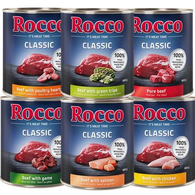Rocco Classic marha kacsával, 800 g konzerv. 100% friss összetevők és gabonamentes recept.