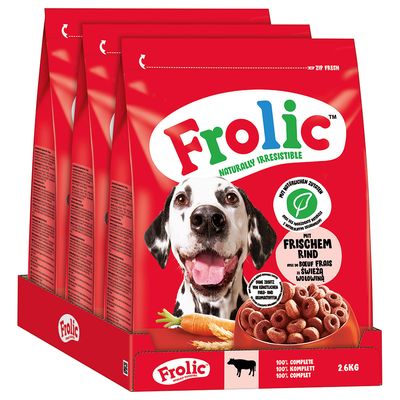 Frolic comida para perros, 2,6 kg, con ternera fresca, ingredientes naturales, sin colorantes ni aromatizantes artificiales, 100% completo.