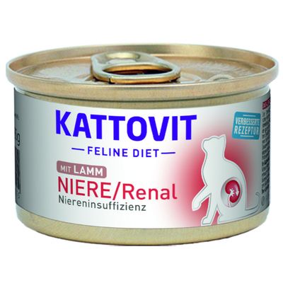 Kattovit Feline Diet mit Lamm, Niere/Renal für Niereninsuffizienz, verbesserte Rezeptur.