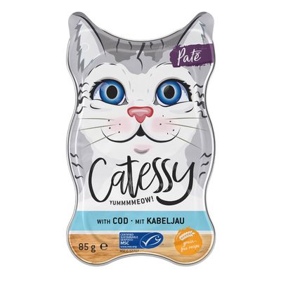 Catessy Paté tőkehallal, 85g. Tanúsított fenntartható halászat MSC, gabonamentes recept.