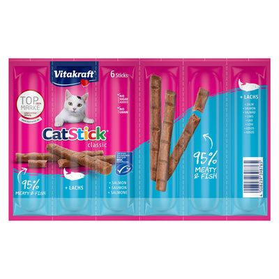 Vitakraft CatStick classic, 6 db, pulyka és bárány, cukormentes receptúra, gabonamentes, 95% extra húsos.