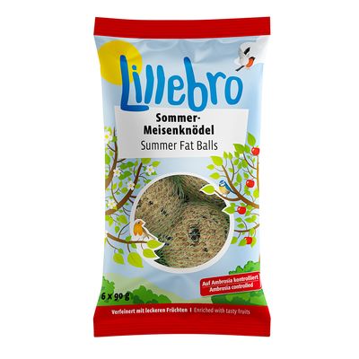 Lillebro nyári cinegegolyó, finom gyümölcsökkel, Ambrosia ellenőrzött. Csomag 6 x 90 g.