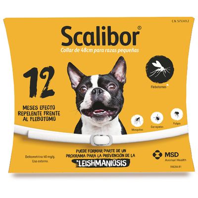 Scalibor collar, 65 cm para perros medianos y grandes. Protección durante 12 meses contra flebótomos, mosquitos, garrapatas y pulgas. Deltametrina 40 mg/g. Puede prevenir la leishmaniosis.