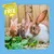 Three rabbits eating leafy greens and vegetables, with text stating 'Stamping out selective feeding. Muesli Free Co.' in the top left corner. Three rabbits eating leafy greens and vegetables, with text stating 'Stamping out selective feeding. Muesli Free Co.' in the top left corner.