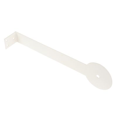 White metal arm with round disc and two mounting holes, suitable for installation purposes.