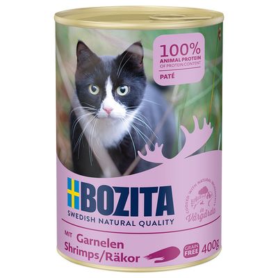 Bozita Paté s kozicama, 100% životinjskih proteina, bez žitarica, 400g. Swedish Natural Quality, kuhano s prirodnim sastojcima u Vårgårda.