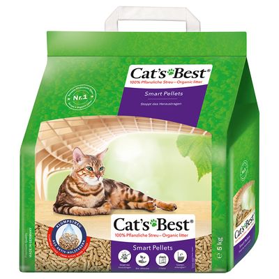 Cat's Best Smart Pellets, 100% pflanzliche Streu, stoppt das Heraustragen, aus aktivem Holz, biologisch abbaubar, Made in Germany, 5kg Verpackung.