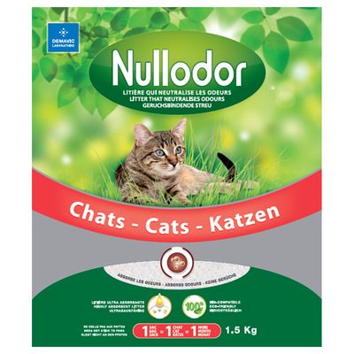 Nullodor geruchsbindende Streu für Katzen, ultra-absorbierend, 1 Sack = 1 Monat, 100% bioverträglich, 1.5 kg.