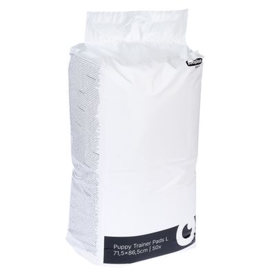 Zooplus Basics Puppy Trainer Pads három méretben: L 71,5x86,5 cm, M 56x56 cm, S 48x48 cm, 50 darab csomagonként.