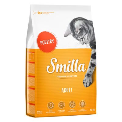 Smilla Adult hrana za mačke s peradi, 10 kg. Značajke: visoka prihvaćenost, sadrži taurin, omega masne kiseline, Yucca Schidigera. Proizvedeno u Njemačkoj. Pakiranje koje se može ponovno zatvoriti.