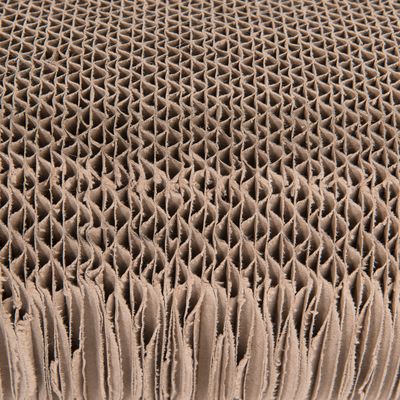 Close-up of corrugated cardboard with honeycomb structure, suitable for scratching surfaces or packaging material.
