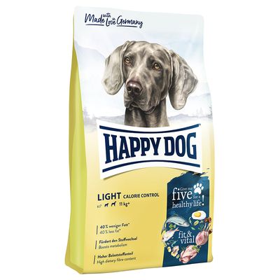 Happy Dog Light Calorie Control, 11kg. Németországban készült. 40%-kal kevesebb zsír, támogatja az anyagcserét, magas rosttartalom. Fit & vital hal, tojás és hús.