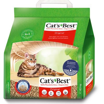 Cat's Best Original, 100% plant-based litter, effective against urine and odours, with natural leakage protection. Clumping litter made from active wood fibres, contents: 4.3 kg.