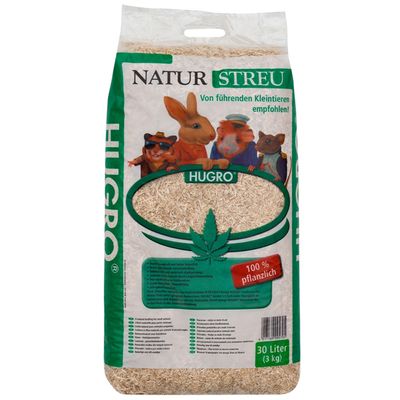 Hugro Naturstreu, recomendado por pequeños animales líderes, 100% vegetal, 30 litros (3 kg).