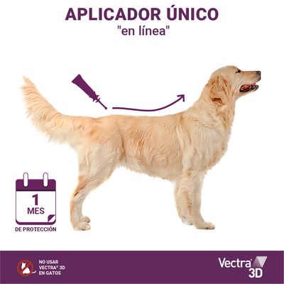 Vectra 3D. Aplicador único en línea para perros, 1 mes de protección. No usar Vectra 3D en gatos.