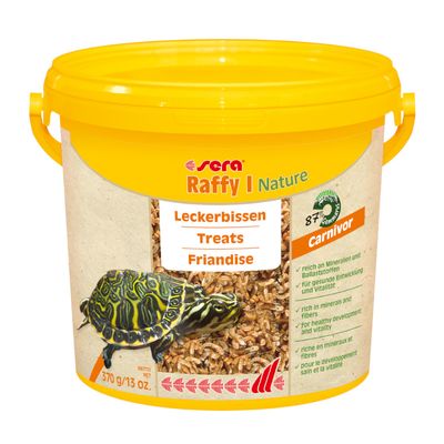 Sera Raffy I Nature snack para carnívoros, 370 g. Rico en minerales y fibra para un desarrollo y vitalidad saludables.