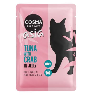 Cosma Asia macskaeledel, tonhal rákokkal zselében, többféle fehérje, tiszta hal és tengeri gyümölcs.
