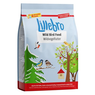 Lillebro vadmadáreleség, 4 kg. Ideális etetőhöz, adagolóhoz és talajszóráshoz. Ambrosia-ellenőrzött, minden évszakra alkalmas.