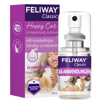 Przycisk odtwarzania wideo. Kliknij tutaj, aby obejrzeć film o produkcie Feliway Classic Spray 20 ml.