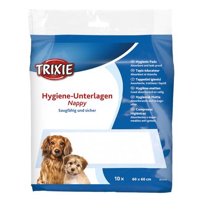 Trixie Hygiene-Unterlagen Nappy, nedvszívó és biztonságos, 10 darabos csomag, 60 x 60 cm méret.