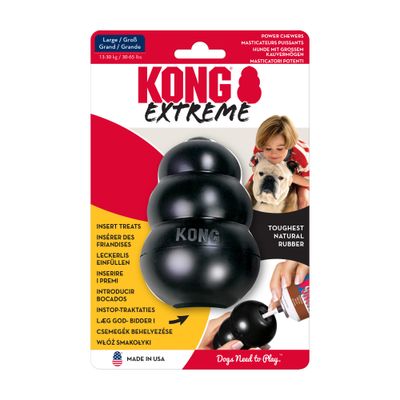 Juguete de goma negra KONG con inscripción 'KONG' visible. Esquina superior derecha: texto 'Top ventas' en fondo naranja.