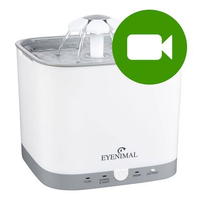 Przycisk odtwarzania wideo. Kliknij tutaj, aby obejrzeć film prezentujący produkt EYENIMAL z widocznymi przyciskami: FILTER, NORMAL & SMART, RADAR, LED/RESET.