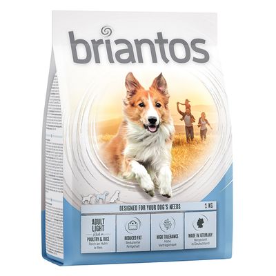 Briantos Adult Light, rico en pollo y arroz, contenido reducido de grasa, alta tolerancia, fabricado en Alemania, 1 kg.