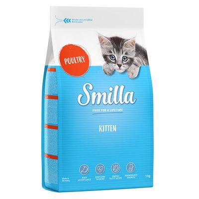 Smilla Kitten suha hrana za mačke s peradi, ponovno zatvoriva, s taurinom i omega masnim kiselinama, za uravnotežen rast, 1 kg, proizvedeno u Njemačkoj.