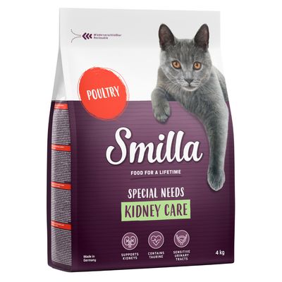 Smilla Special Needs Kidney Care hrana za mačke s peradi, podržava bubrege, s taurinom, za osjetljive mokraćne puteve. Višekratna ambalaža, Made in Germany, 4 kg.