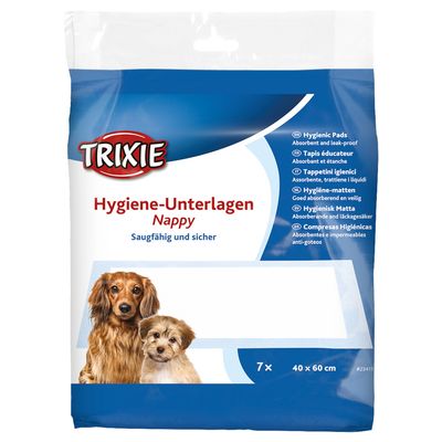 Trixie Hygiene-Unterlagen Nappy, nedvszívó és biztonságos, 7 darabos csomag, 40 x 60 cm méret.