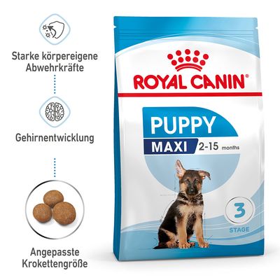 Royal Canin Puppy Maxi 2-15 mjeseci, snažan prirodni imunitet, razvoj mozga, prilagođena veličina kroketa, Stage 3.