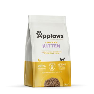 Applaws Chicken Kitten Trockenfutter, hypoallergen mit Präbiotika, mindestens 80% tierisches Protein, getreidefrei, natürliche Zutaten mit Vitaminen und Mineralien, 400g Packung.