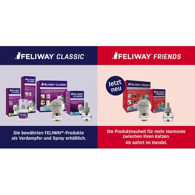 Feliway Classic: provjereni proizvodi dostupni kao isparivač i sprej. Feliway Friends: novitet za veću harmoniju među mačkama, sada dostupan.
