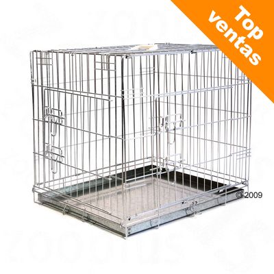 Jaula metálica para mascotas con bandeja extraíble. Esquina superior derecha con texto: Top ventas.