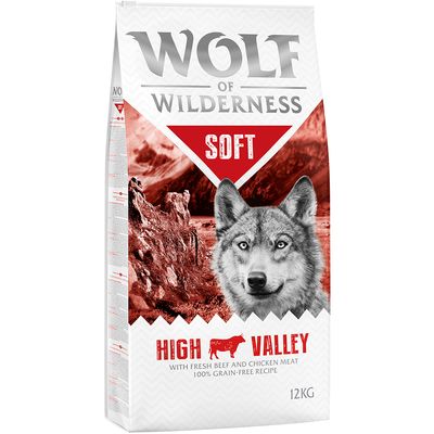 Wolf of Wilderness Soft High Valley, 12 kg, friss marha- és csirkehússal, 100% gabonamentes receptúra.