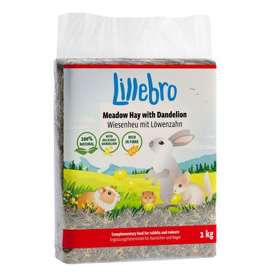 Lillebro siano łąkowe z jabłkiem, 100% naturalne, bogate w błonnik, karma uzupełniająca dla królików i gryzoni, opakowanie 1 kg.