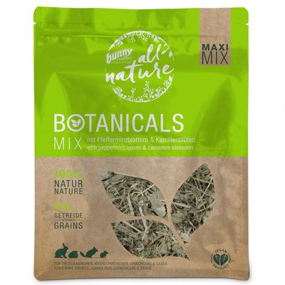 bunny all nature Botanicals MIX, 100% Natur, 0% Getreide, Maxi Mix, vegan termék. Látható széna és gyógynövények törpe nyulaknak, tengerimalacoknak, csincsilláknak, deguknak.
