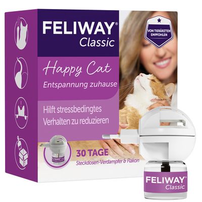 Feliway Classic Happy Cat relaks w domu. Pomaga redukować stresowe zachowania. Dyfuzor do gniazdka i flakon na 30 dni.