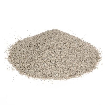 Pile of fine, grey cat litter with granular texture.