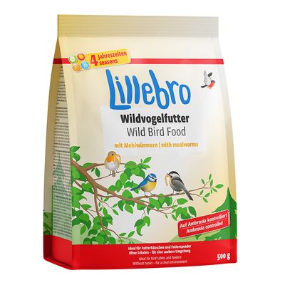 Lillebro vadmadáreles lisztkukacokkal, etetőházakhoz és adagolókhoz alkalmas. Héjmentes a tiszta környezetért. Ambrosia ellenőrzött. 500 g csomag.